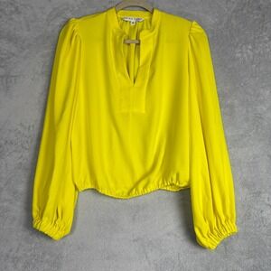 ✨ 2/$35 Trina Turk Bright Yellow Long Sleeve Blouse Top Small Vacation Travel